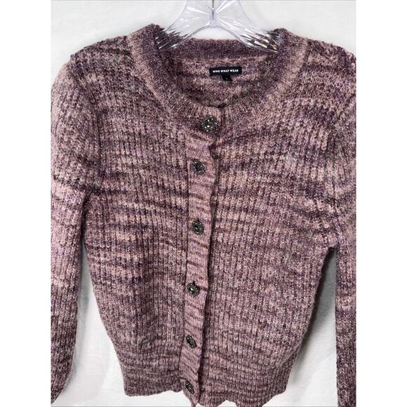 WHO WHAT WEAR Sweaters - Who What Wear Womens Button-Up Wool Blend Cardigan Plum 🍆 Sweater Small